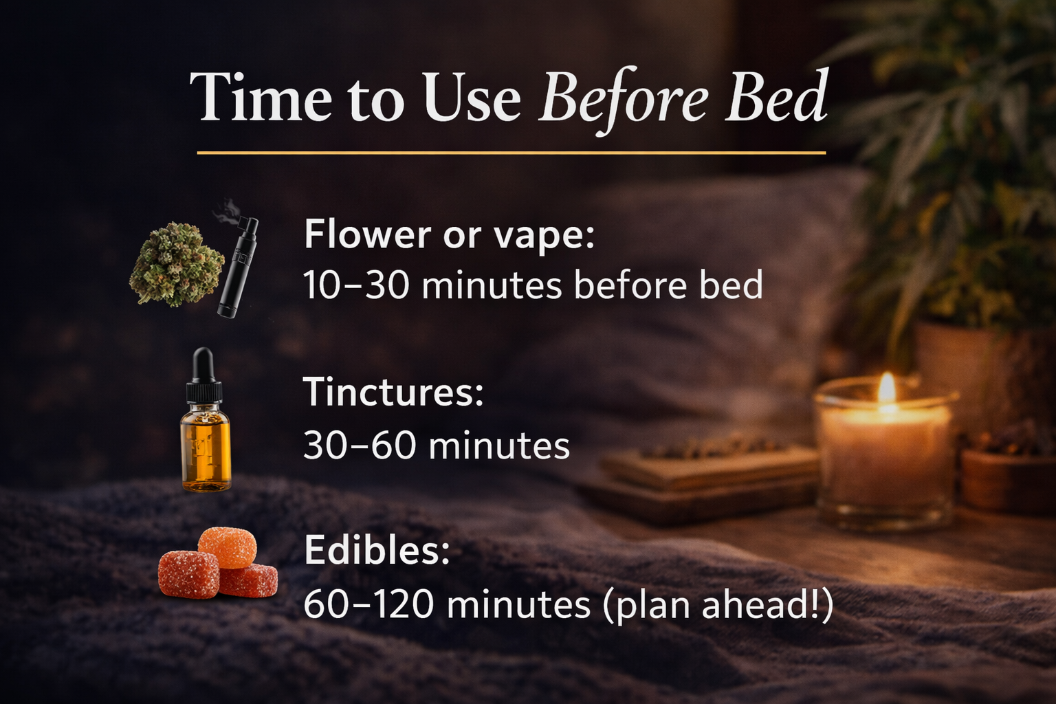 Time to use cannabis before bed or sleep