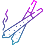 Two crossed joints, emitting smoke, with a gradient purple to blue color scheme.