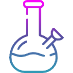 A stylized, gradient-colored illustration of a glass bong.