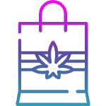Shopping bag with a cannabis leaf icon.