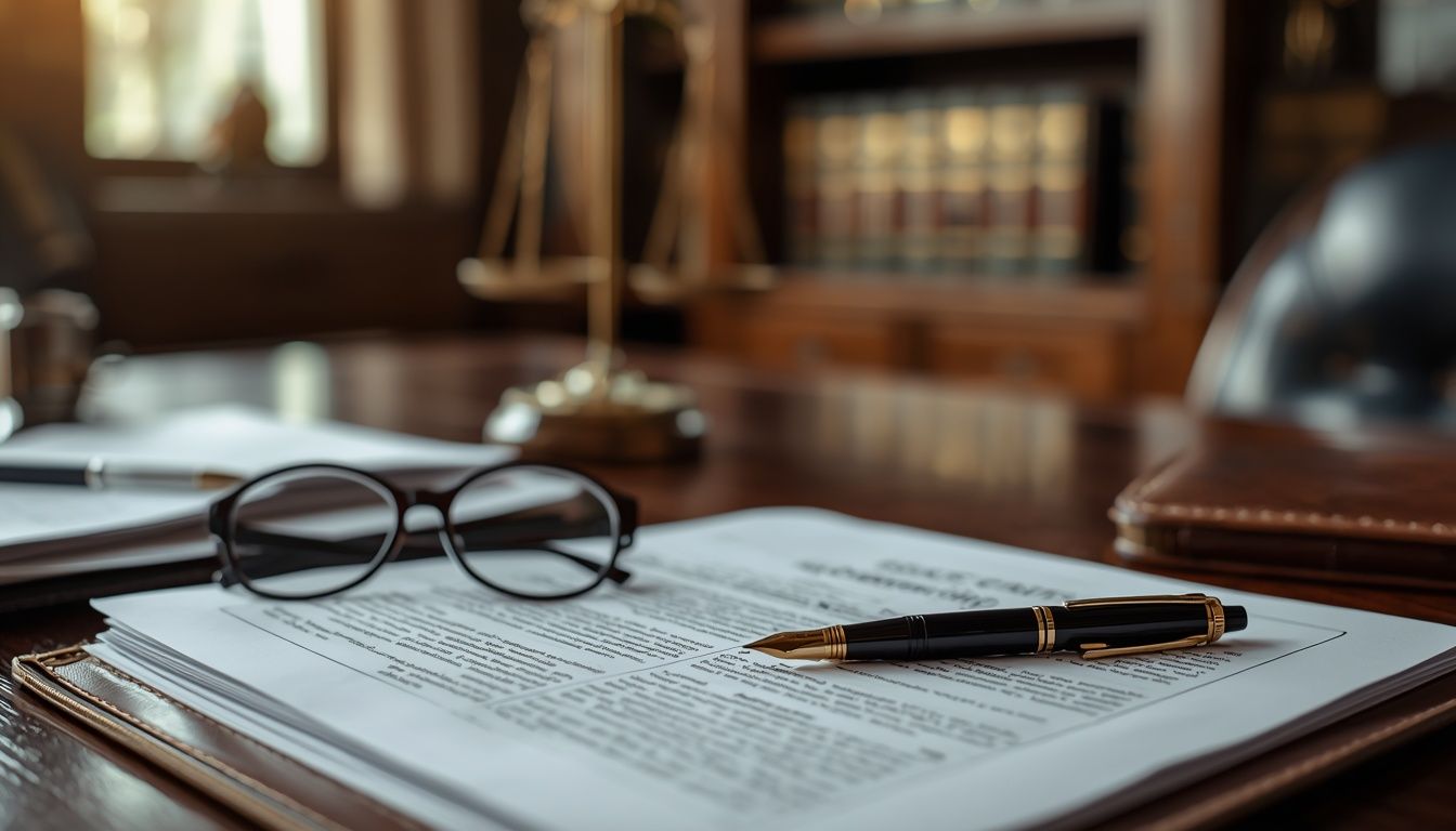 Estate planning attorney reviewing trust administration documents with clients 