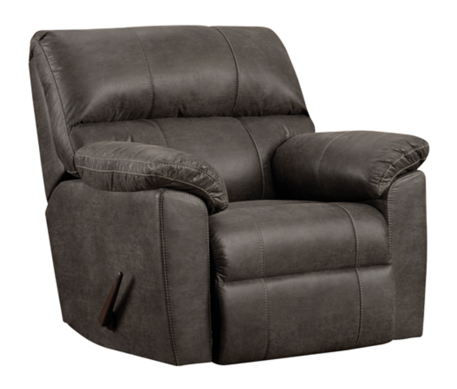 Two brown recliner chairs are sitting next to each other in a living room.