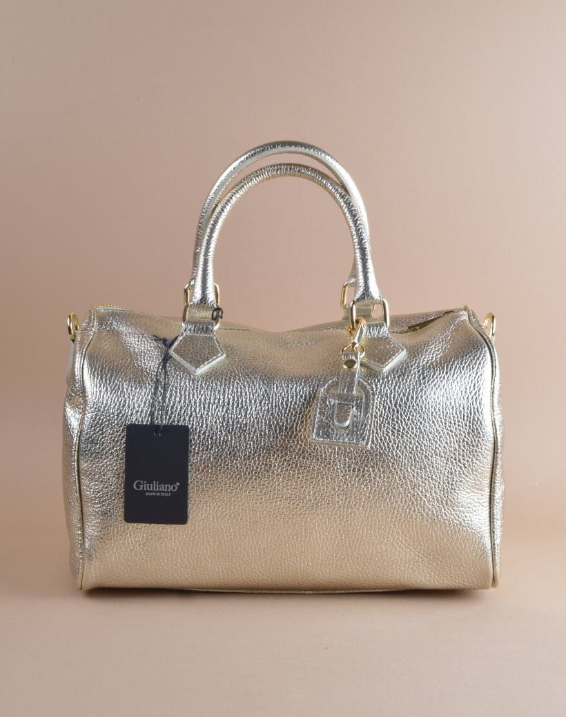 Lederen bowlingtas goud metallic