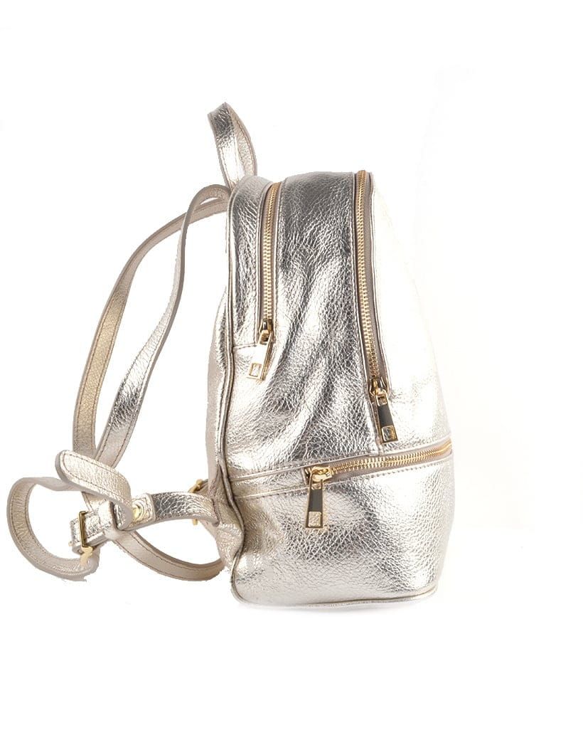 Lederen rugtas metallic goud