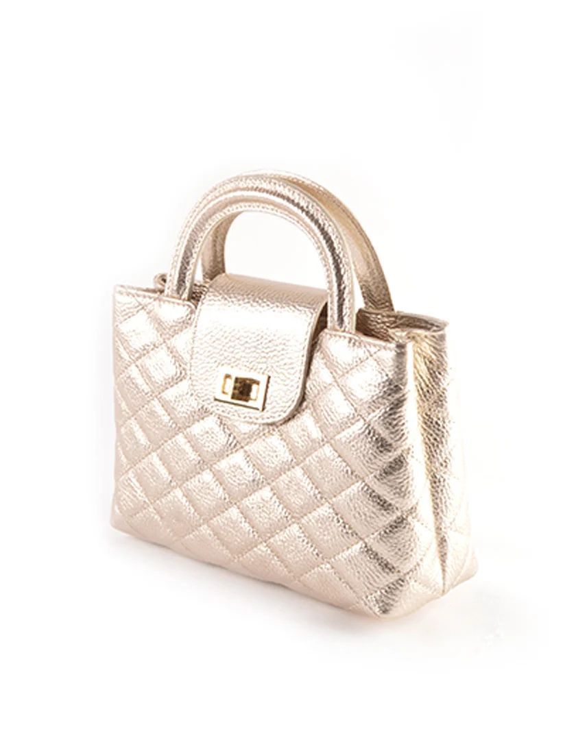 Lederen handtas | Metallic goud