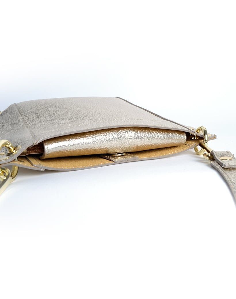 Lederen schoudertas Metallic