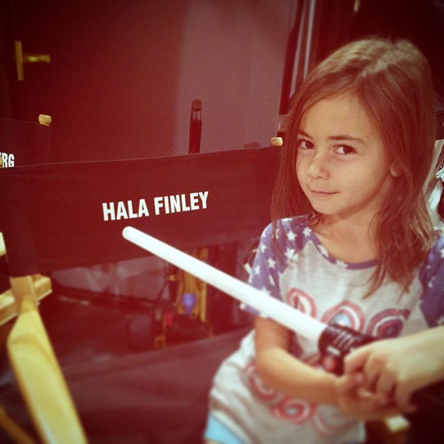 Actress Hala Finley with light saber
