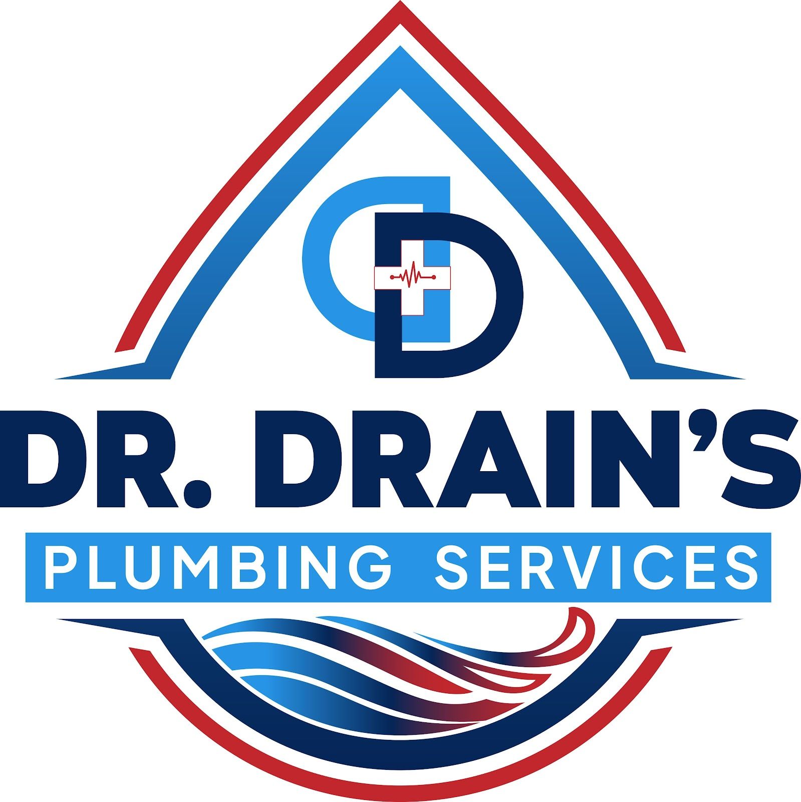 A logo for dr. drain 's plumbing services