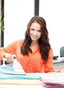 Young lady ironing