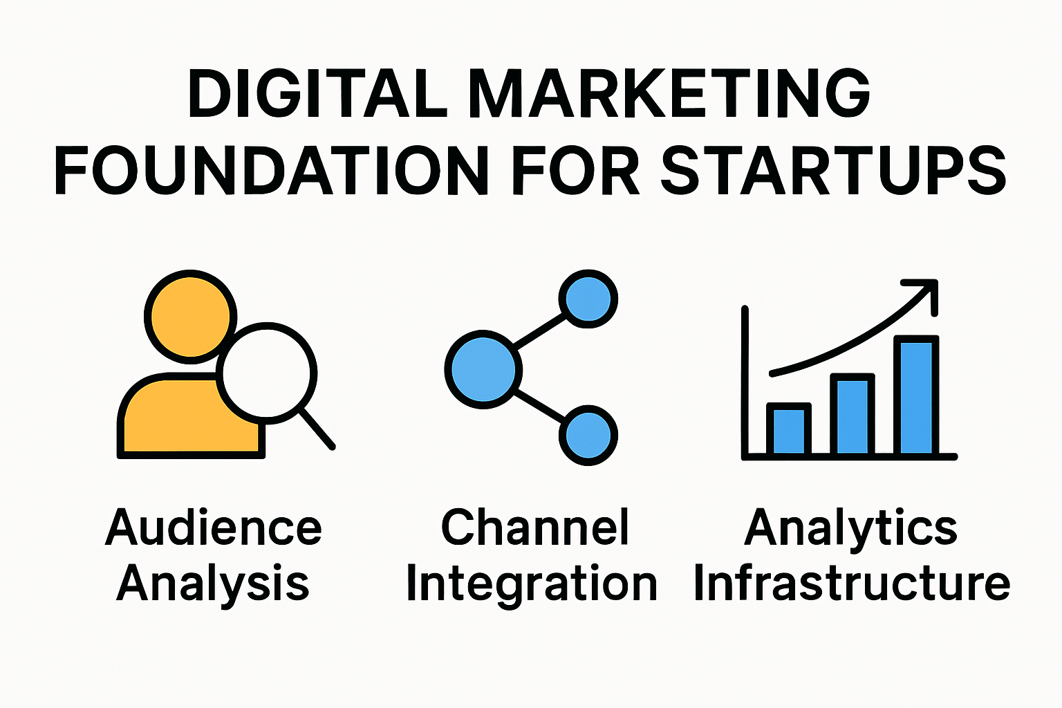 A digital marketing foundation for startups includes audience analysis , channel integration , and analytics infrastructure.