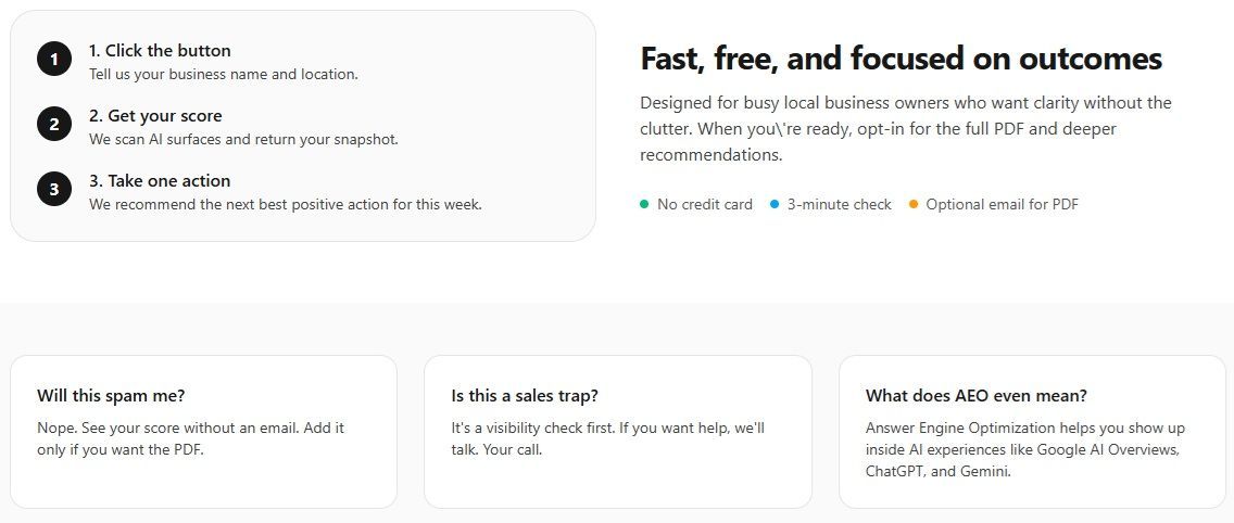 Information about the website including a list of steps and description of website benefits.