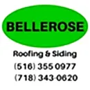 Bellerose Roofing & Siding logo with green oval and phone numbers (516) 355-0977 and (718) 343-0620