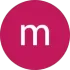 White lowercase “m” on a magenta circle icon