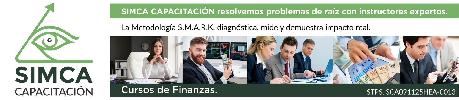 Un anuncio de Simca Capacitación muestra a un grupo de personas.