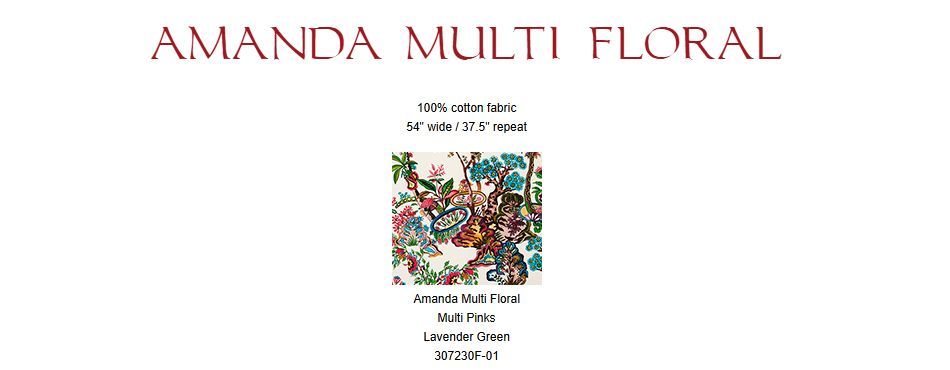 AMANDA MULTI FLORAL fabric sample with floral print.
