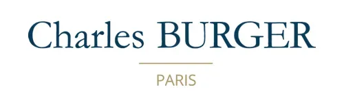 Charles BURGER, PARIS logo in teal and beige, white background.