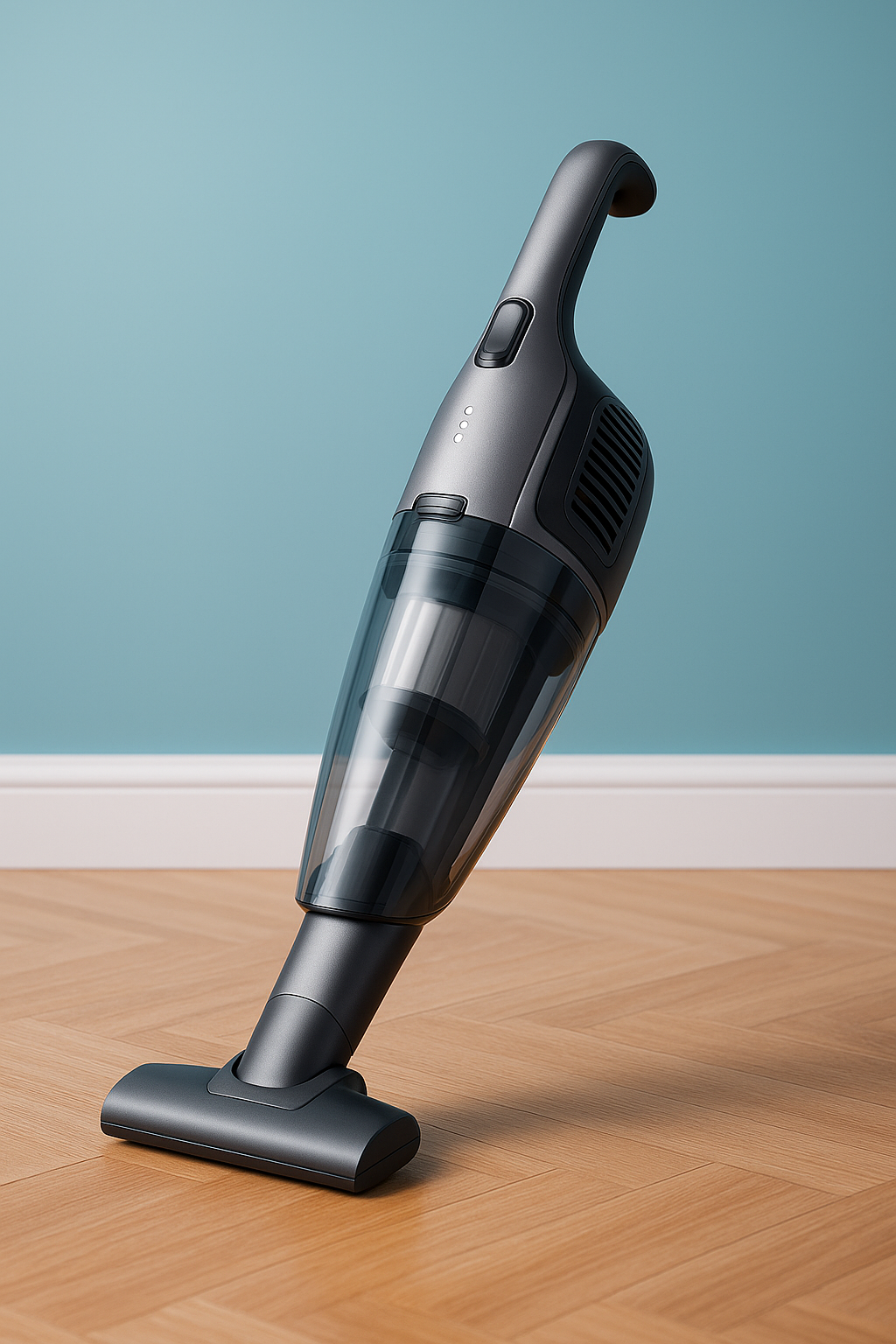 A red vacuum cleaner on a white background