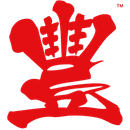 A red chinese symbol on a white background