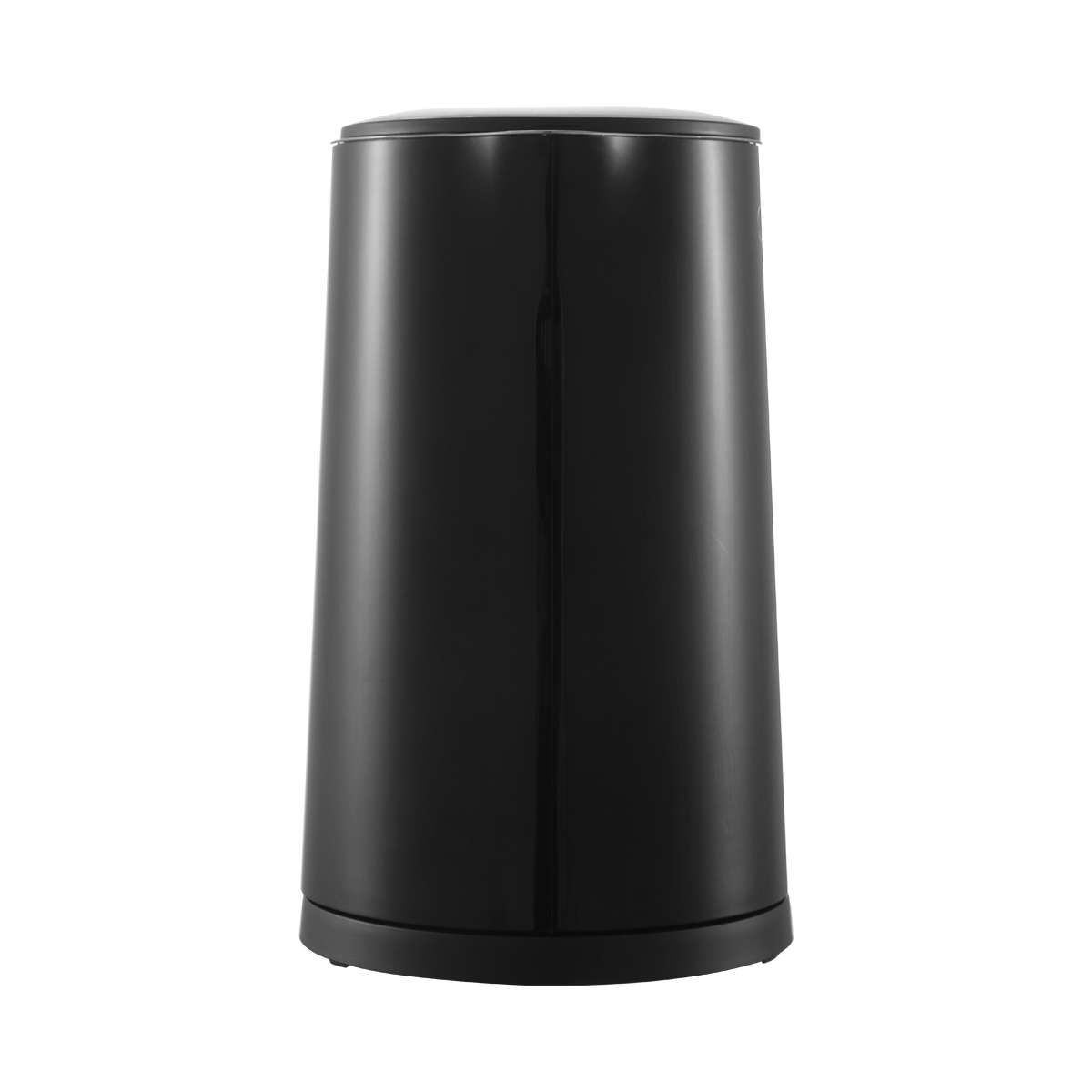 A black midea electric kettle with a handle on a white background.