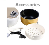 A white rice cooker with a pink lid is sitting on a white surface