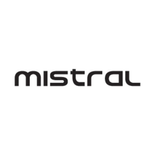 A black and white logo for mistral on a white background.