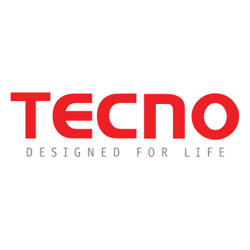 A red and white logo for tecno designed for life