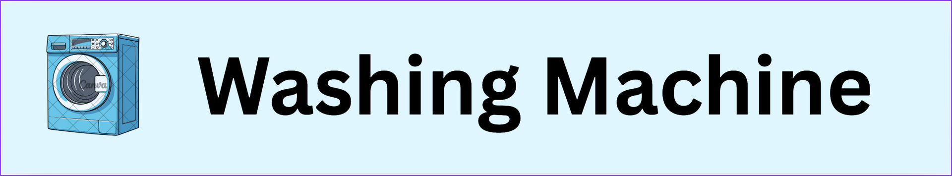 A blue washing machine with the words washing machine written on it