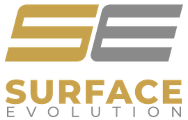 Logo for Surface Evolution: Gold "SE" above text "SURFACE" and "EVOLUTION," all in gold and gray.