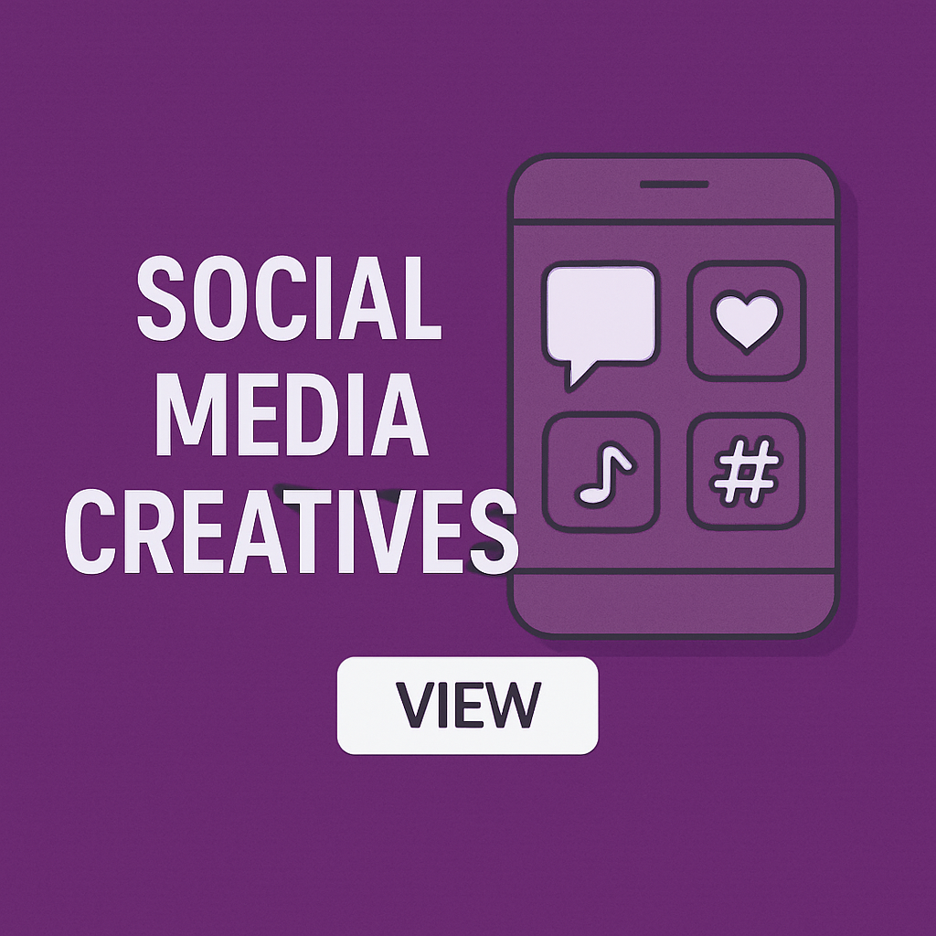 A purple background with a cell phone and the words social media creatives