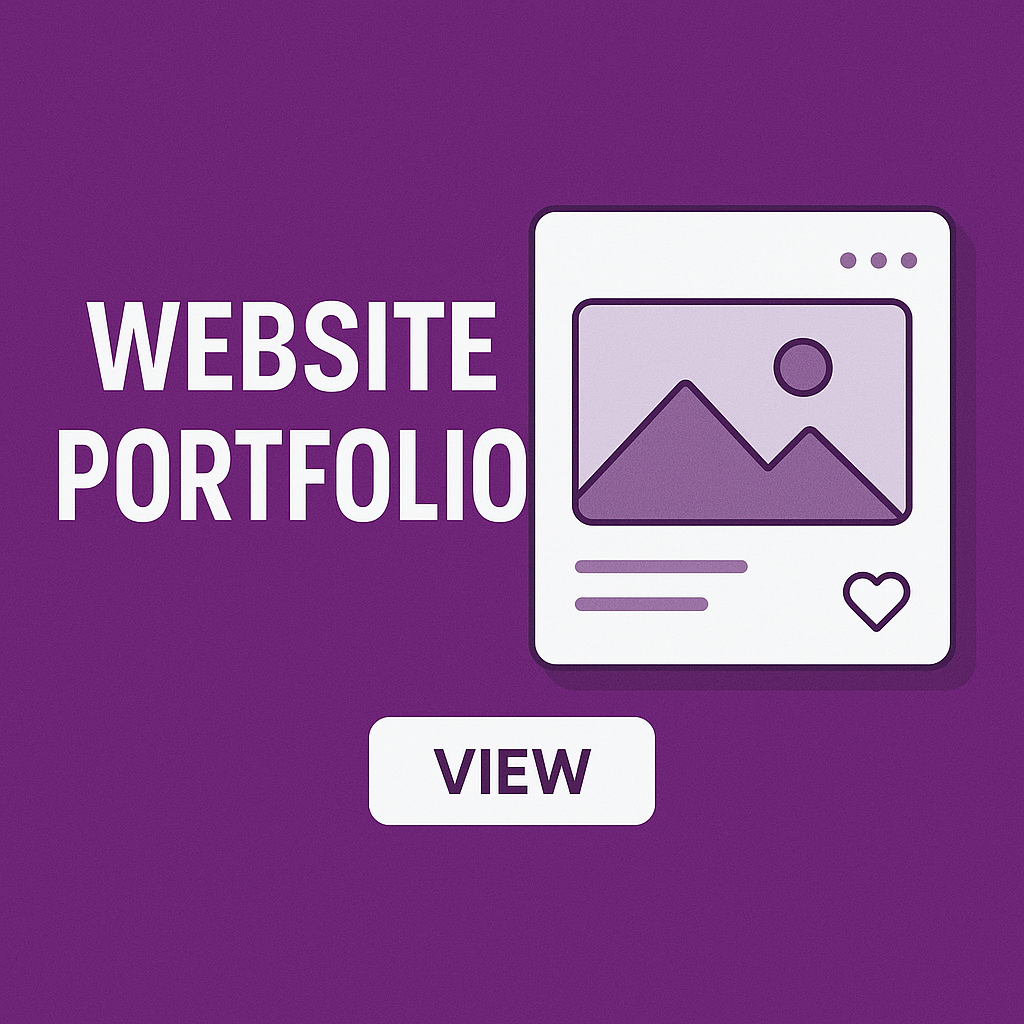 A website portfolio with a picture of a mountain and a heart on a purple background.