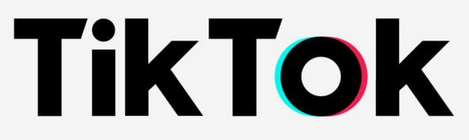 The tiktok logo is black and red on a white background.