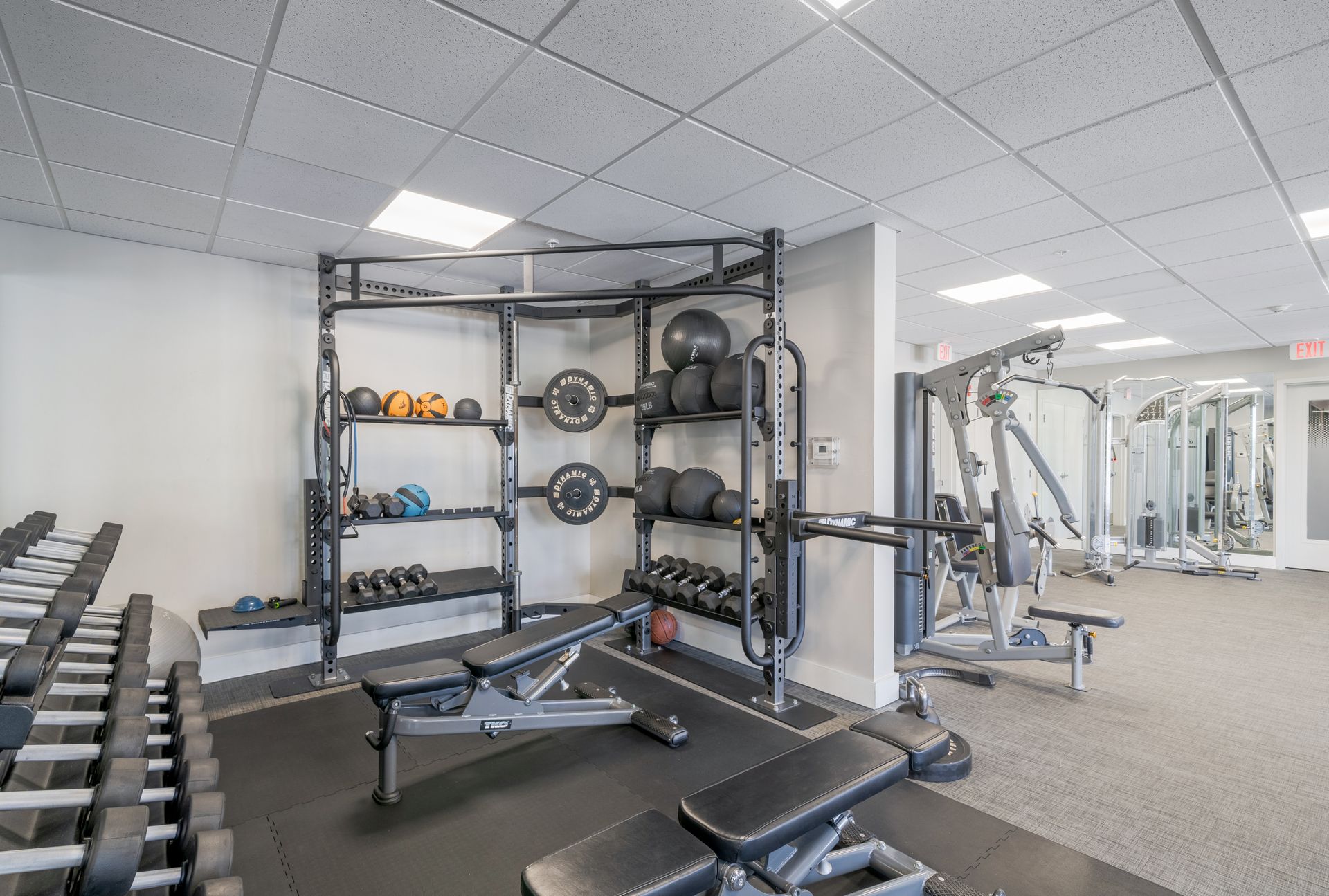 Wellington Parkside fitness center with weights.