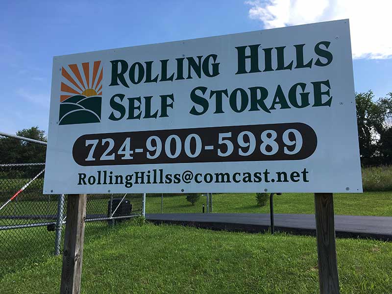 Storage Facility — Rolling Hills Self Storage Signage in Irwin, PA