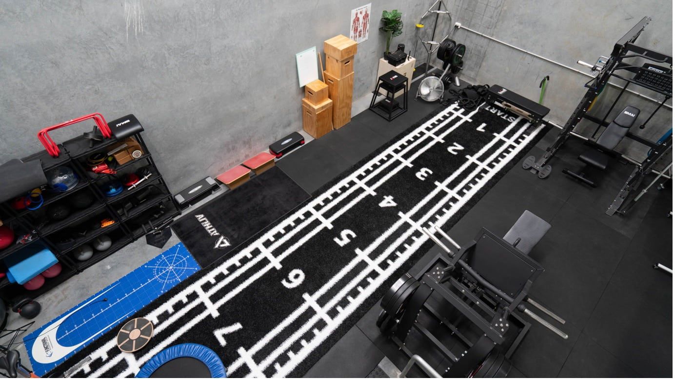 An Aerial View of A Gym with A Track on The Floor — Illawarra Sports Injury Rehabilitation and Physiotherapy Centre in Bellambi, NSW