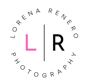 Logo with stylized L and R inside a circle of text reading Lorena Romero Photography