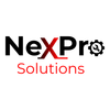 The logo for nexpro solutions is black and red.