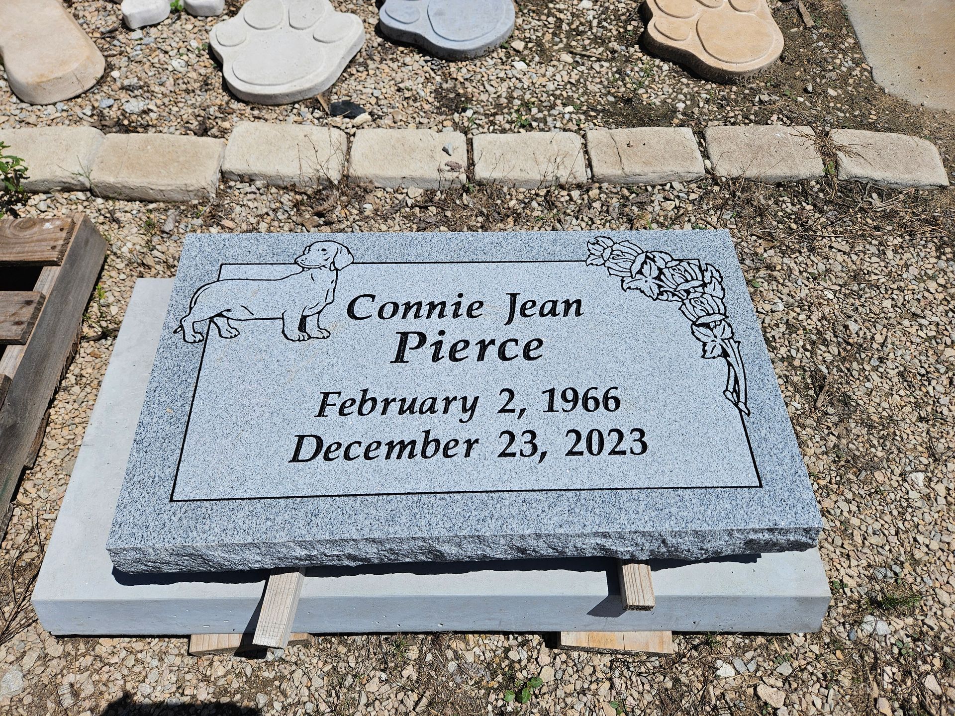A gravestone for connie jean pierce who died on february 2 , 1966