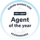 Suburb Winner 2025 badge for Ratemyagent Agent of the Year in Koonawarra, blue and white circular logo