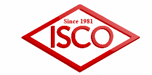 A red and white logo for isco since 1981