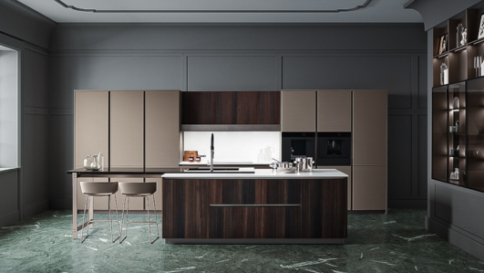 cucina in marrone scuro