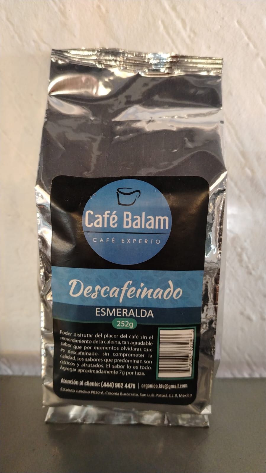 Bolsa plateada de café descafeinado 