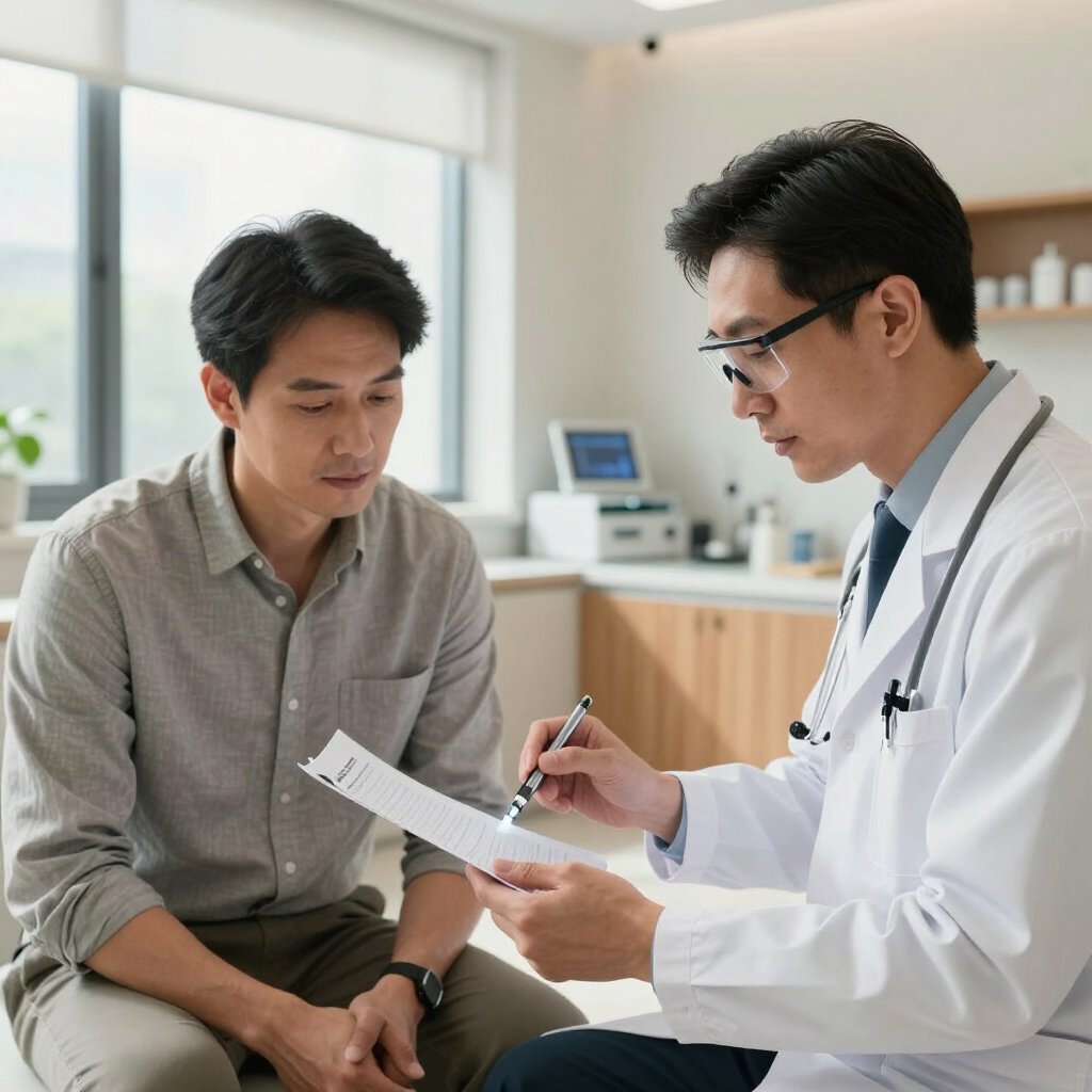 Doctor reviewing lab results with patient