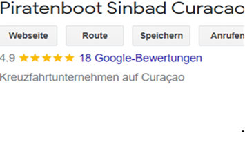 A review for pirate boat sinbad curacao has 4.9 stars