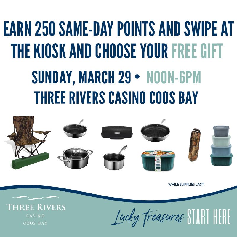 TREASURE CHEST
MONDAYS
Win up to $100 Cash!
Hot seats every 20 minutes from 6pm to 9pm.