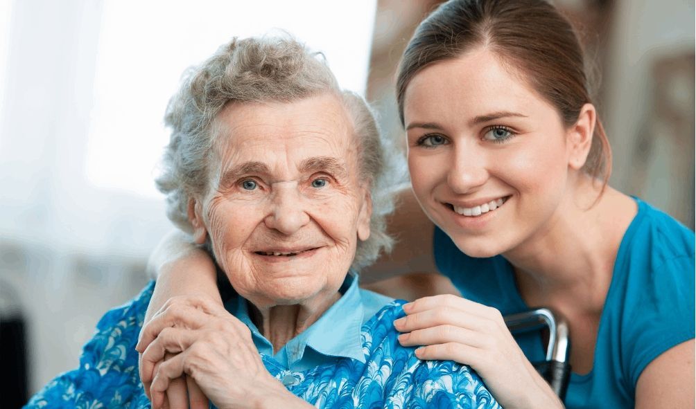 elderly woman with nurse