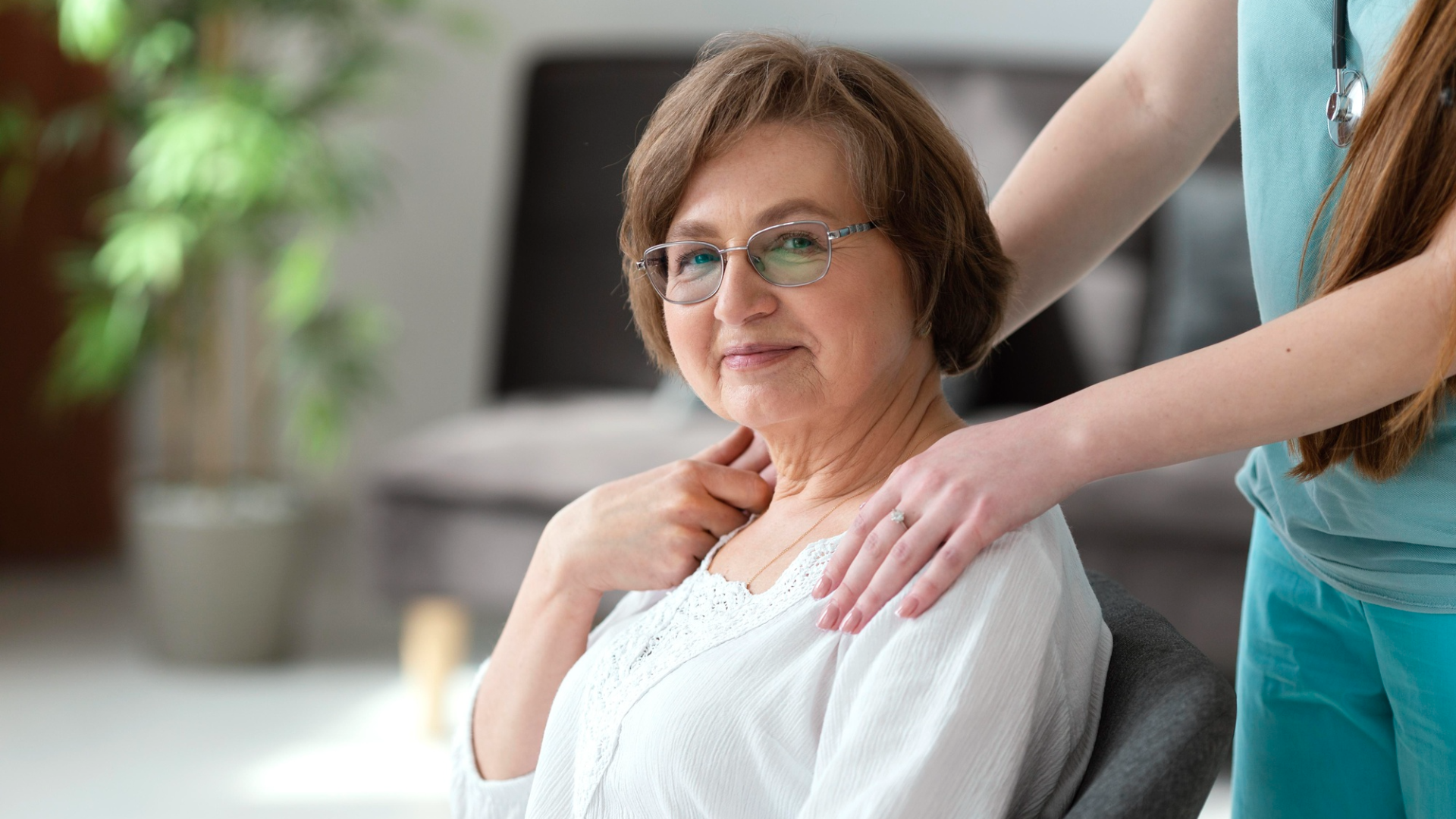 aged care worker with older woman.