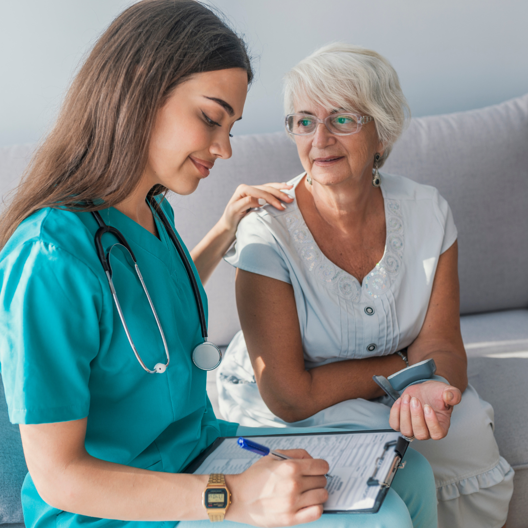 nurse with senior woman