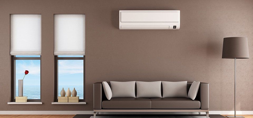 living room with air conditioner