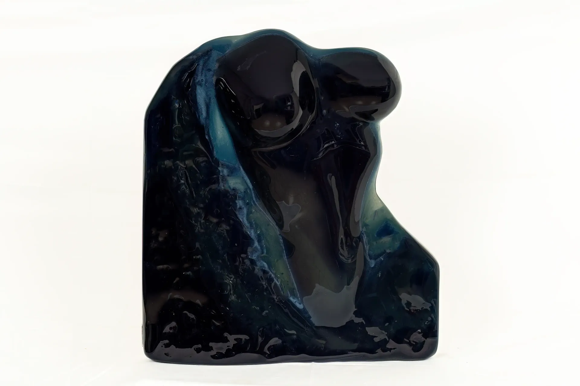 Scultura in resina epossidica, torso di donna, tonalità blu, blu cobalto