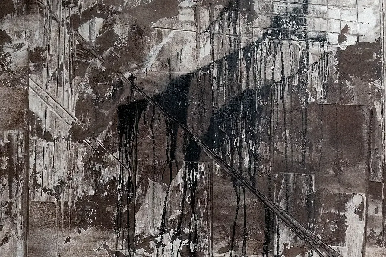 Quadro in resina epossidica. pittura acrilica, astratto con texture materiche di Guerino Rusconi, testimonianza di decorazione e tinteggiature di qualità .